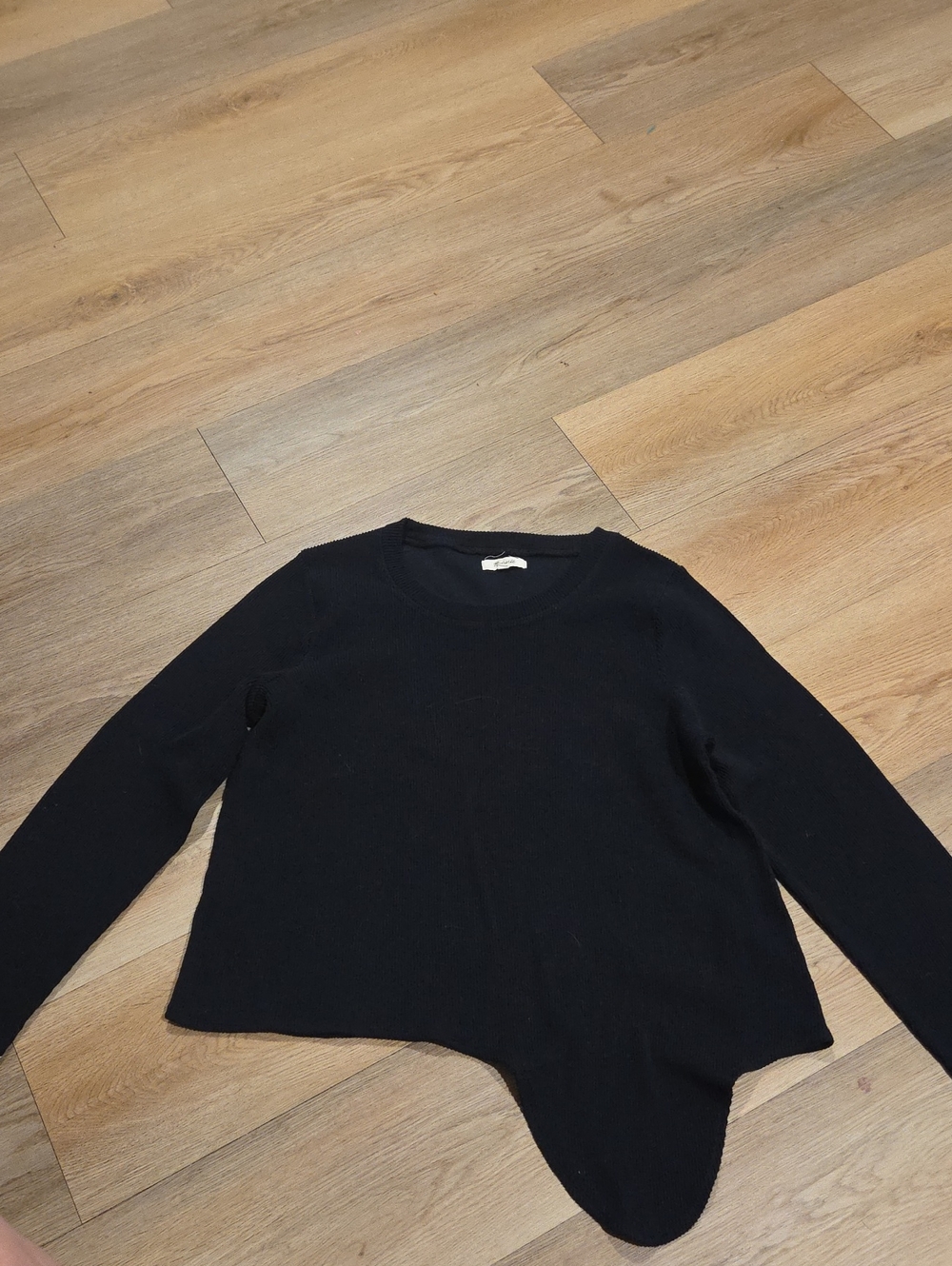 Madewell Black Asymmetric Hem Crewneck Sweatshirt